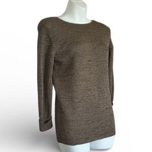 DKNY Sweater, Women's M, Martini Olive Green, loose weave, long sleeve cuffs EUC